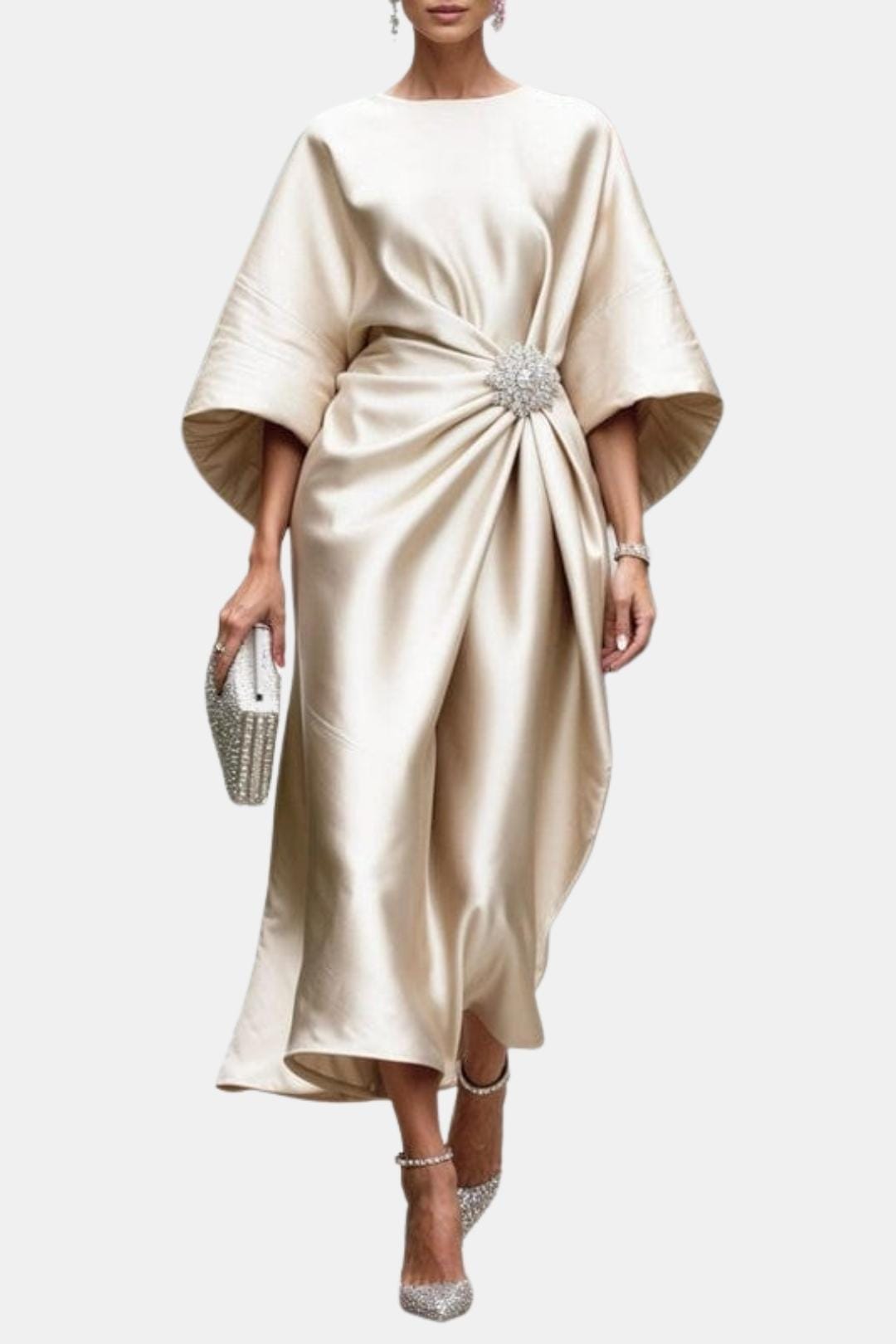 Sophisticated women's elegant formal maxi dress with wide sleeves, perfect as an evening gown.