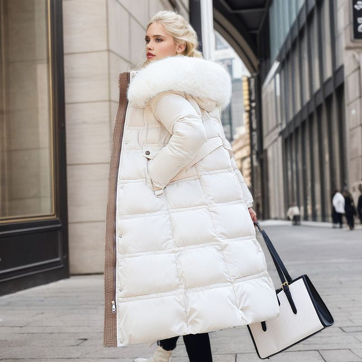 Stylish women's cold weather coat, elegant and warm for winter.