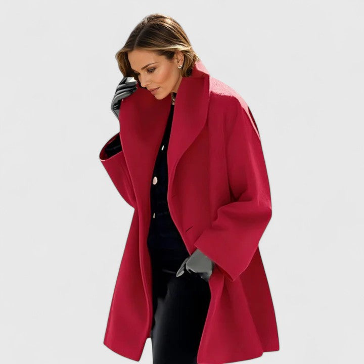 Cozy women's elegant winter coat, a stylish and warm classic for autumn & winter fashion outerwear.