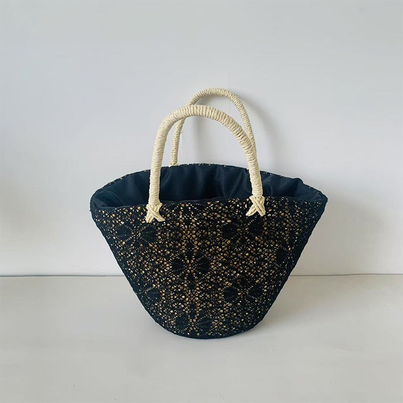 Natural straw basket bag, a chic and durable women's elegant fashion accessory.