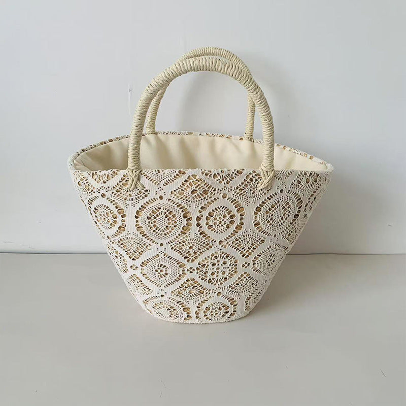 Women's elegant woven tote bag, ideal for beach, vacation, or stylish daily wear.