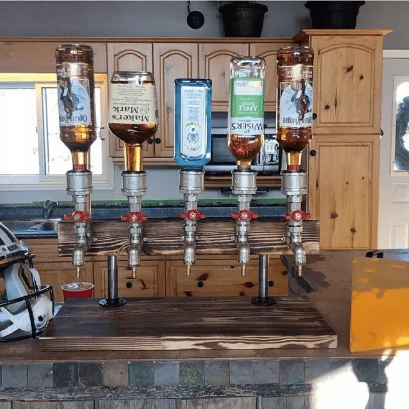 Functional wooden drink dispenser featuring a classic tap for easy pouring.