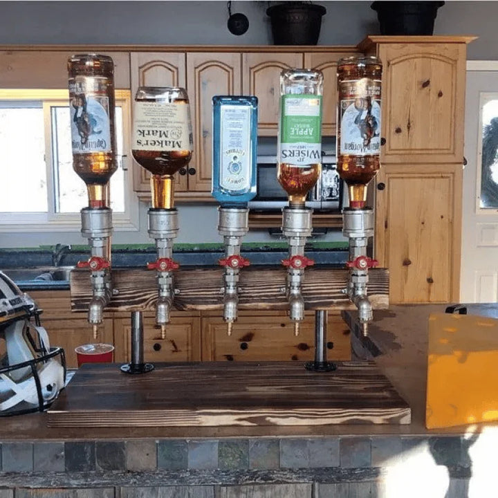 Functional wooden drink dispenser featuring a classic tap for easy pouring.