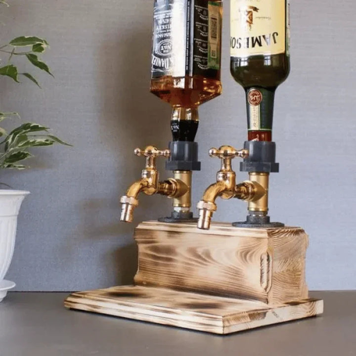 Stylish wooden barware dispenser, enhancing your party or home bar experience.
