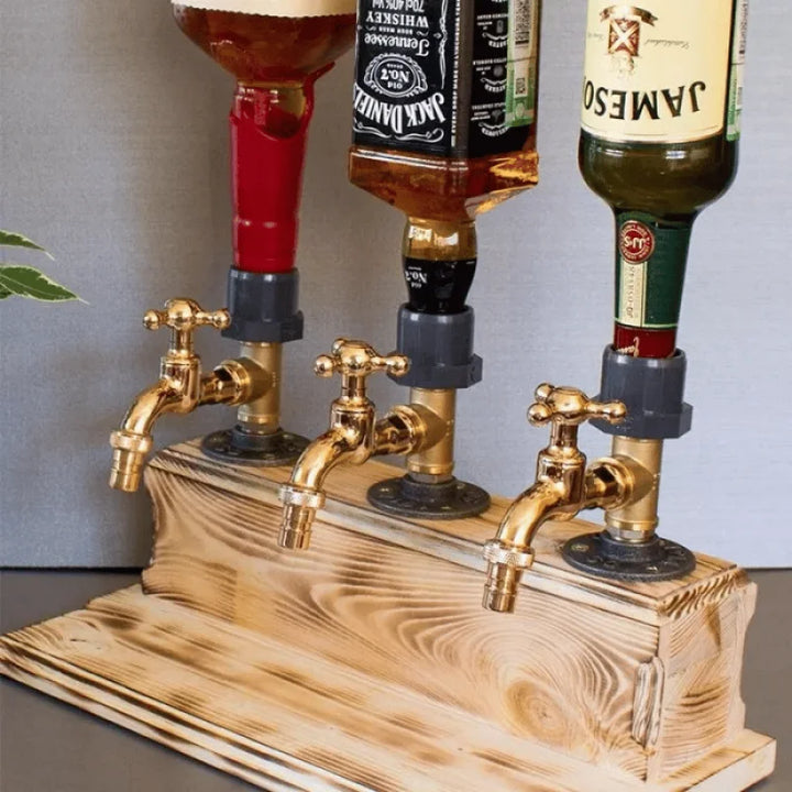 Chic wooden cocktail dispenser, adding a touch of elegance to your bar.