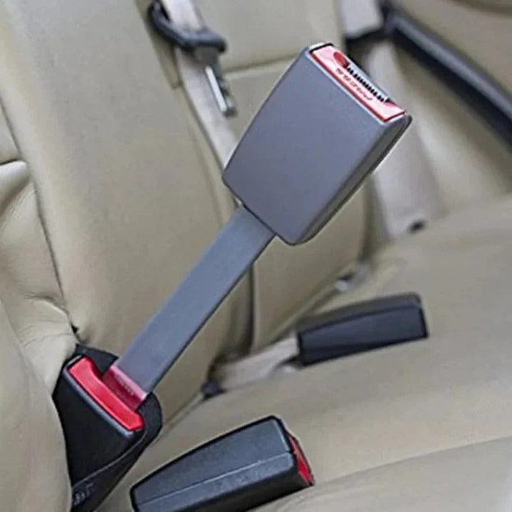 Auto seat belt extender with elevated buckle, ideal for pregnant women, larger adults, or those with mobility issues.