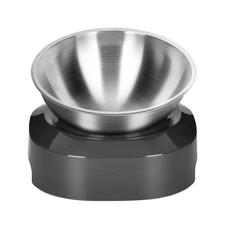 Ergonomic elevated cat dish set with two rust-resistant stainless steel bowls. Pet supplies essential.