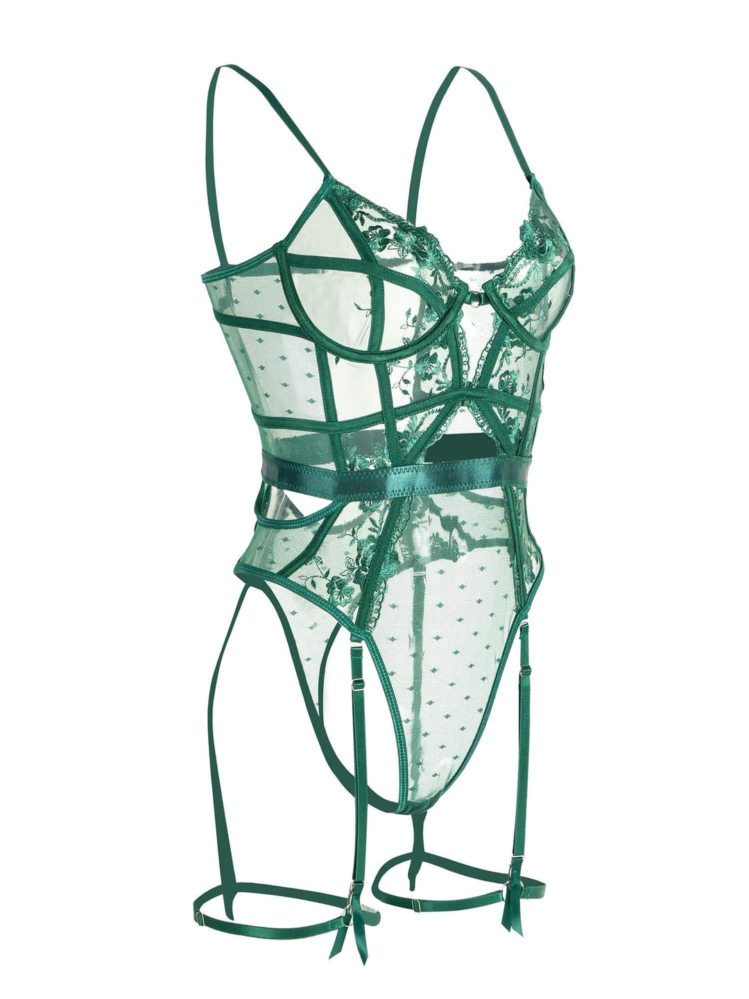 Women's emerald underwire bodysuit offering shaping & comfort. Supportive, elegant intimate lingerie.