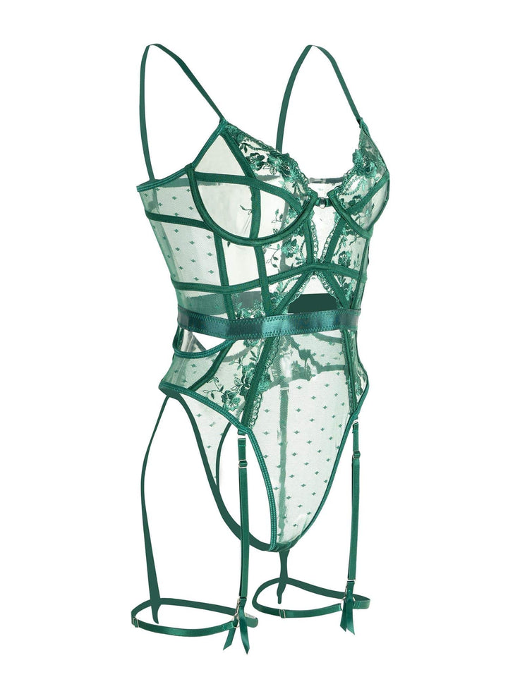 Women's emerald underwire bodysuit offering shaping & comfort. Supportive, elegant intimate lingerie.