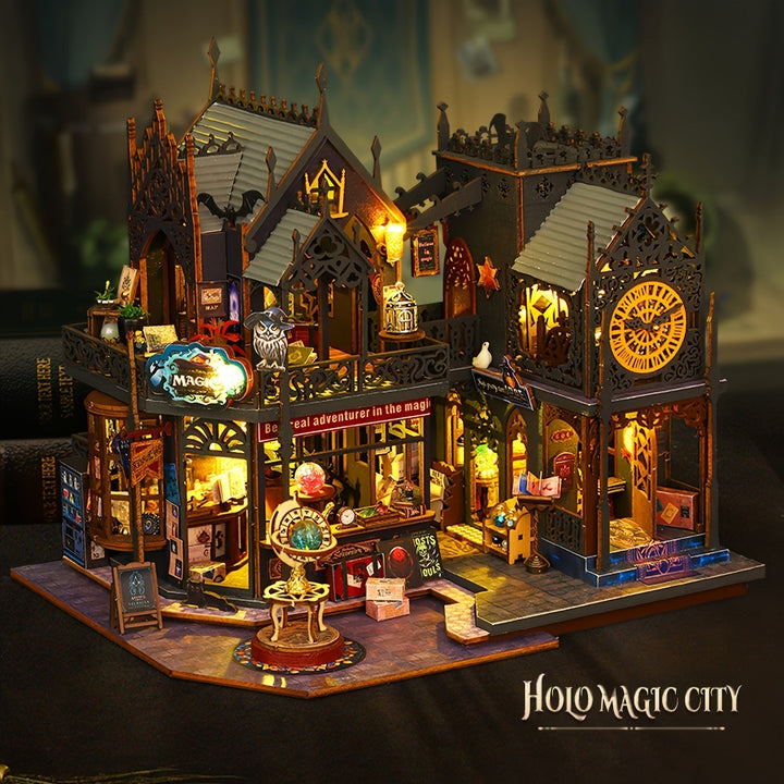Enjoy building this Enchanting Book House 3D wooden puzzle. A rewarding DIY project with magical LED lighting.