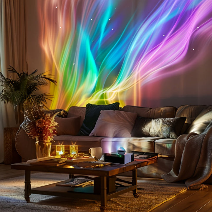 Home decor Star Projector creating a captivating galaxy light show, enhancing room ambiance.