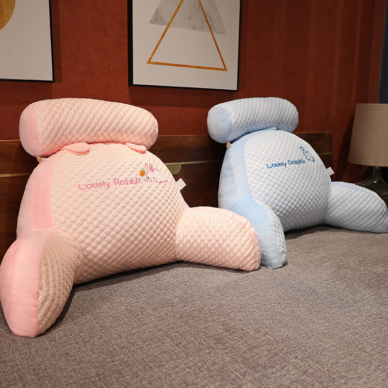 Ergonomic back support pillow for ultimate comfort, perfect for reading & lounging. Washable cover included.