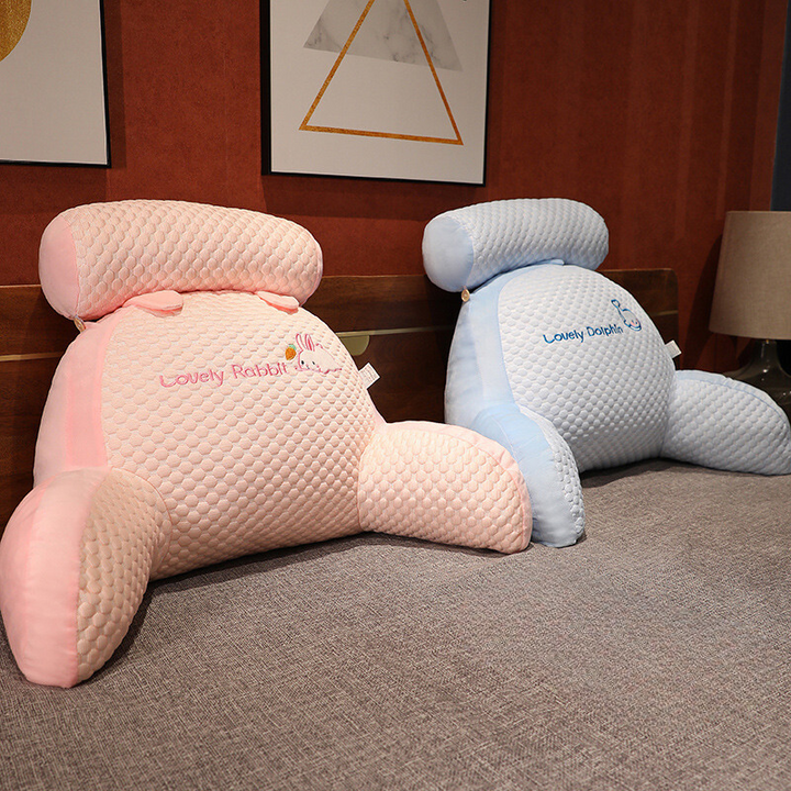 Ergonomic back support pillow for ultimate comfort, perfect for reading & lounging. Washable cover included.