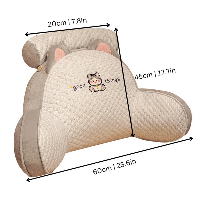 Soft lounge pillow with back support & washable cover, ideal for beds, sofas & relaxation. Home decor accent.