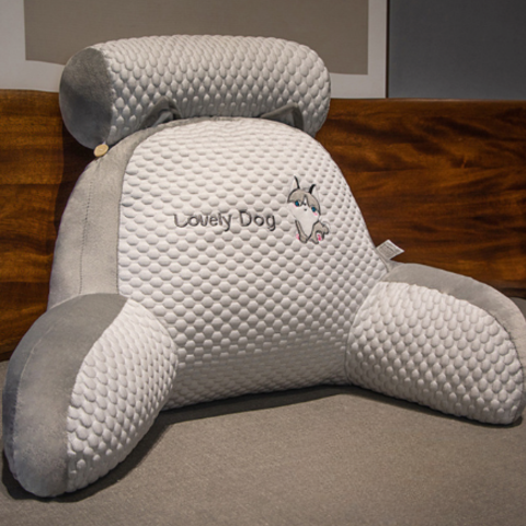 Comfortable back support pillow with soft fabric & practical washable cover. Enhances home relaxation & decor.