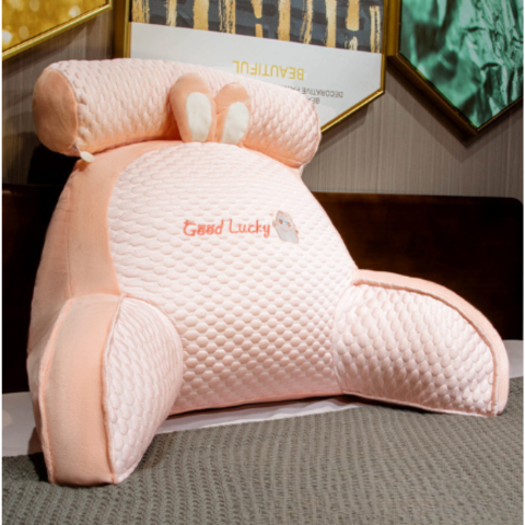 Stylish home decor back support pillow, offering comfort for lounging. Includes a durable, washable outer cover.