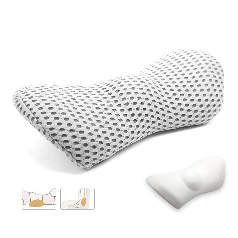 Side view of ergonomic lumbar support cushion, perfectly shaped for posture correction & daily back pain relief.