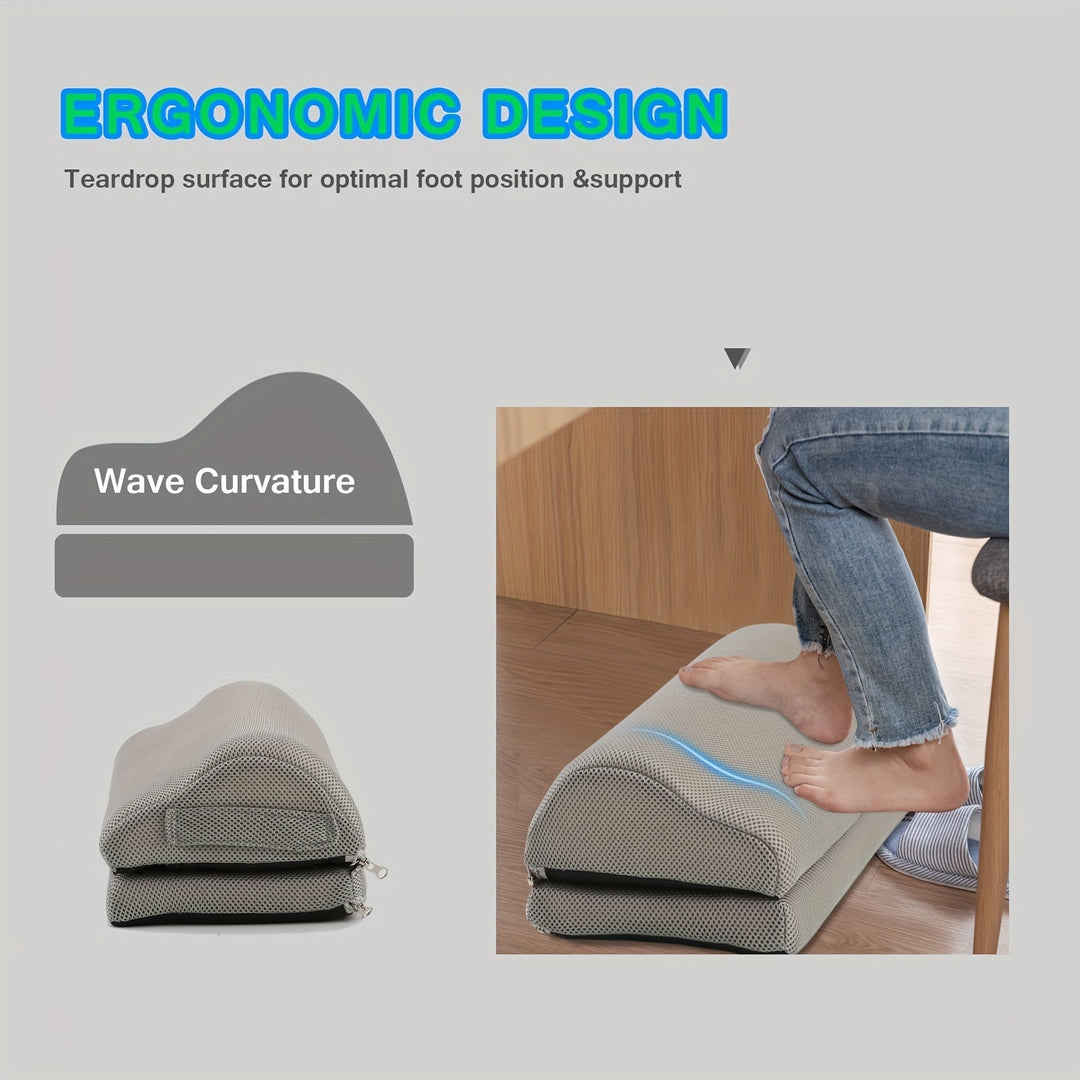 Navy blue footrest with textured grip, ideal for long work sessions