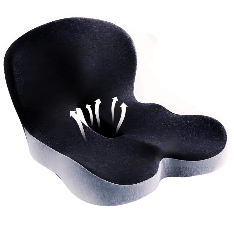 Black memory foam seat cushion for office and car applications
