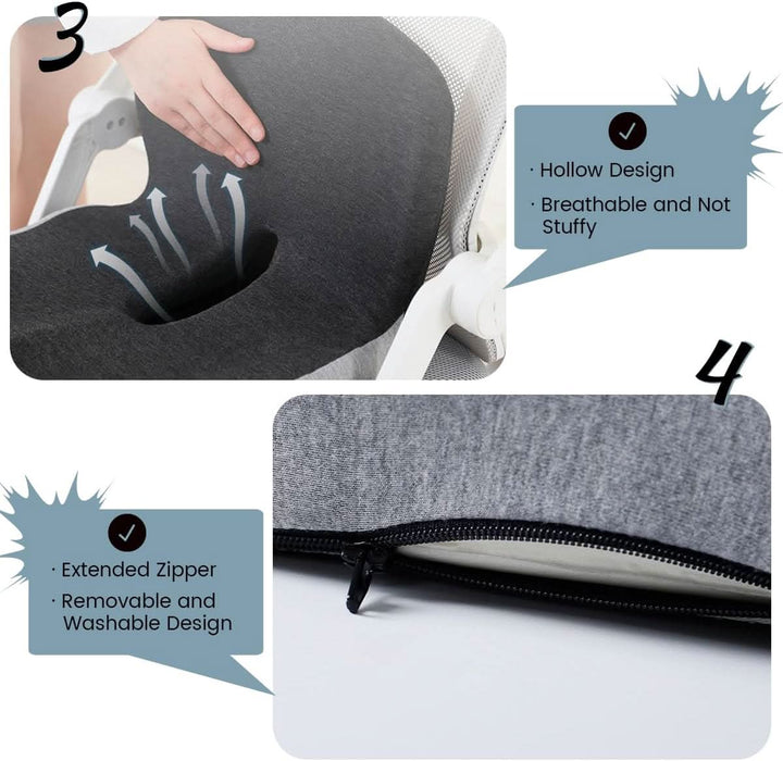 Office chair cushion with ergonomic design for prolonged use