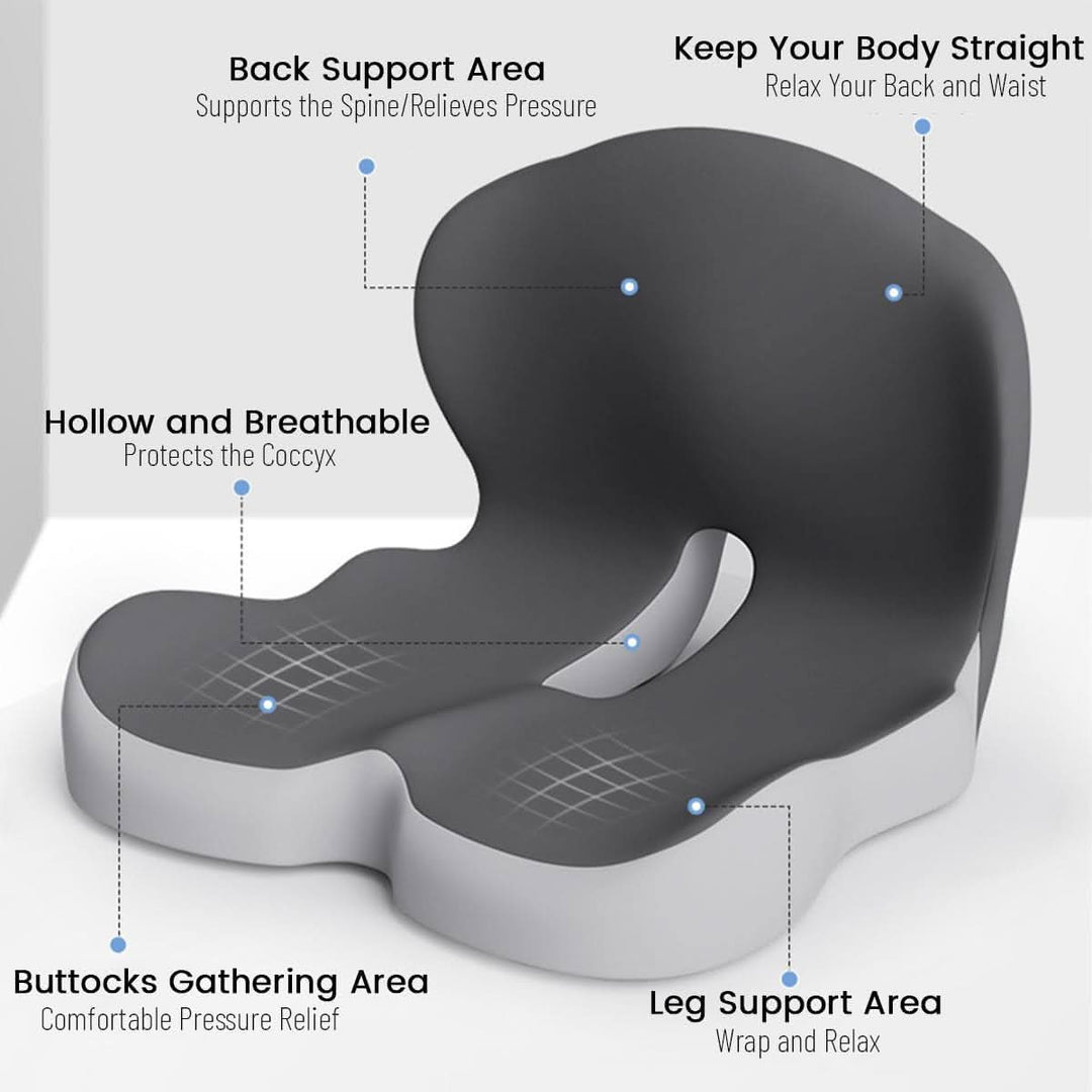 Car seat cushion made of supportive memory foam for driver comfort