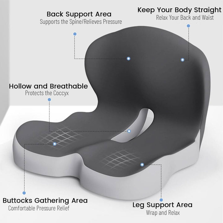 Car seat cushion made of supportive memory foam for driver comfort