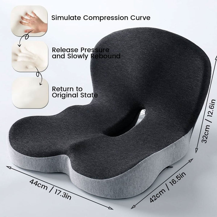 Back support cushion featuring memory foam for posture correction