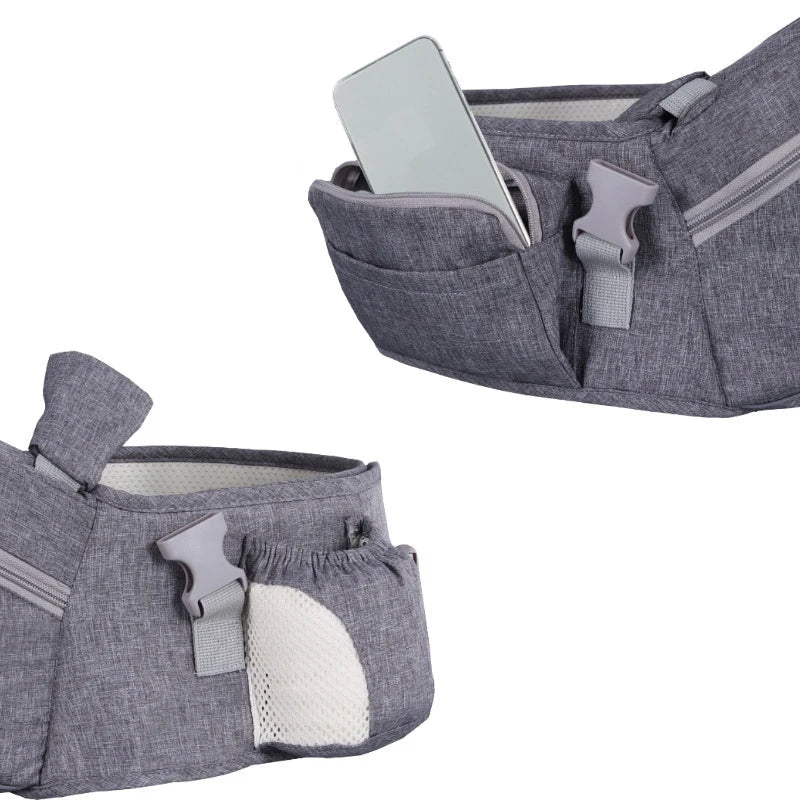 Comfortable infant carrier with adjustable hip seat for safe and easy toddler carrying.