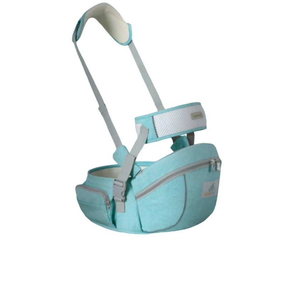Versatile baby travel gear: hip seat carrier offering ergonomic support for newborns.