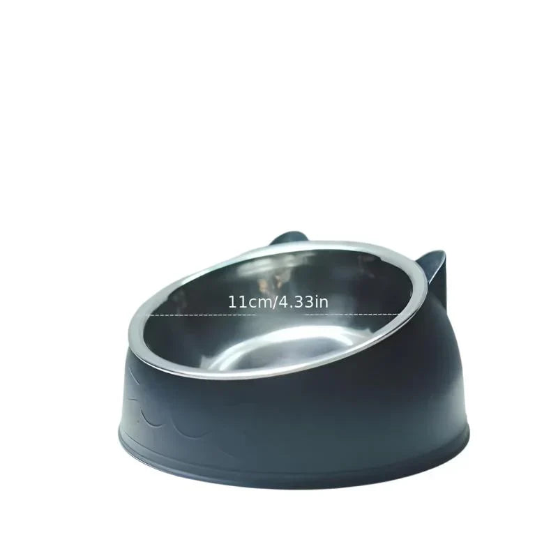 Stylish pink cat bowl with a raised base for comfortable eating.