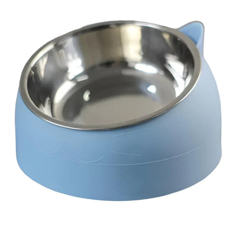 Pink ergonomic cat bowl, promoting better digestion and posture.