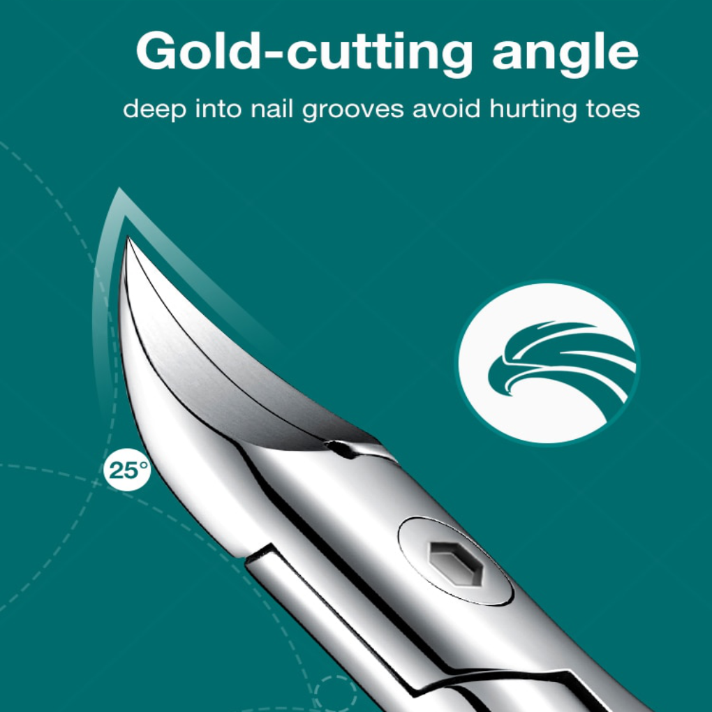 Ergonomic toenail clipper designed for seniors with thick nails, featuring an easy grip handle.