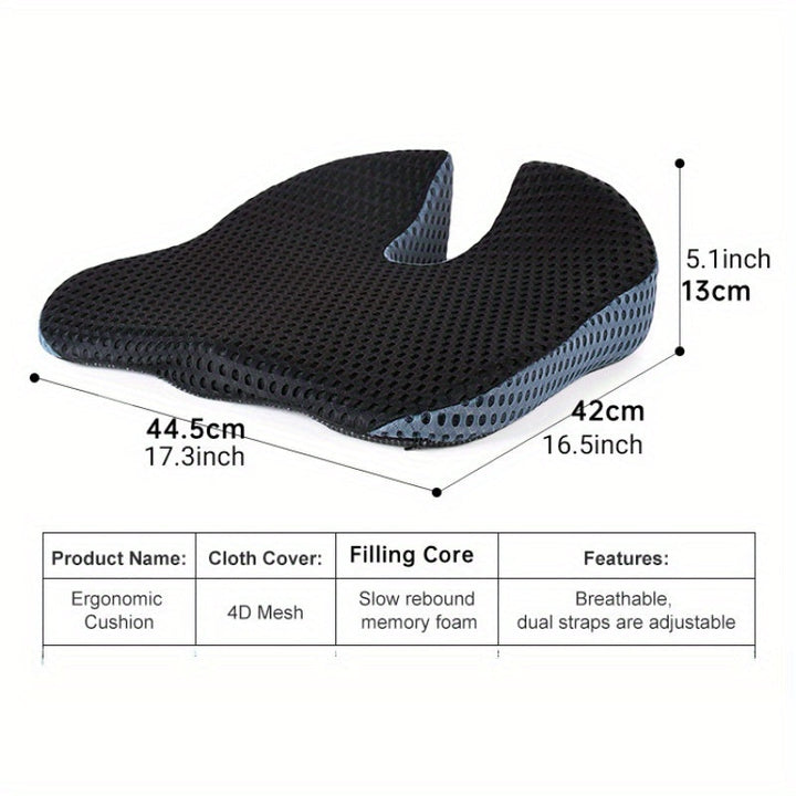 Supportive car seat cushion promoting better posture and reducing back pain