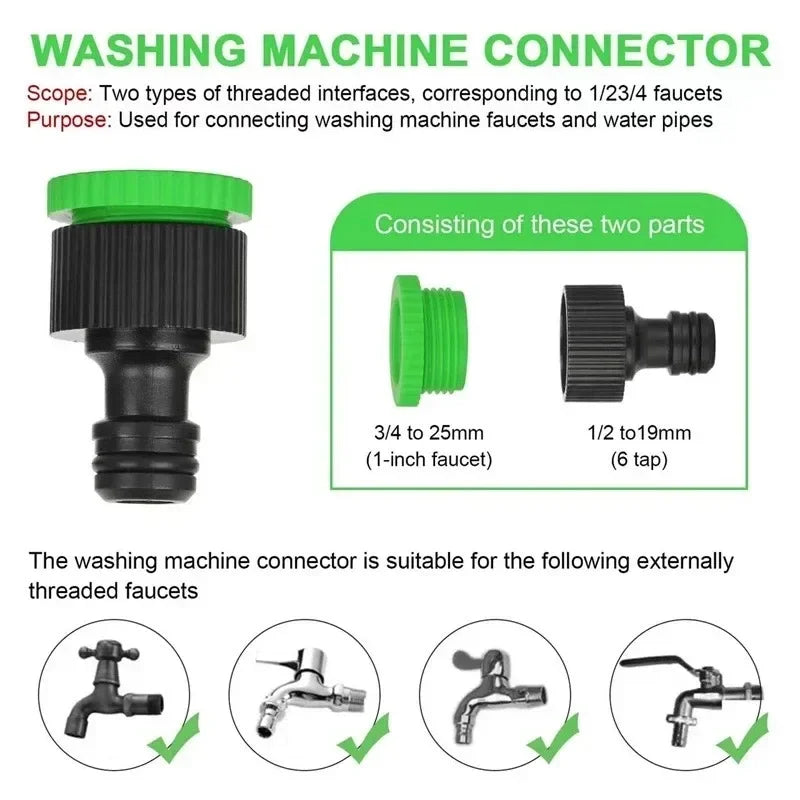 Versatile expandable garden hose for lawn care, car washing, and general outdoor cleaning.