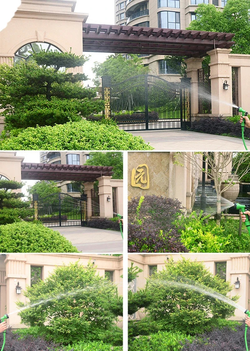 Expandable garden hose with strong brass connectors for secure, leak-free outdoor watering.