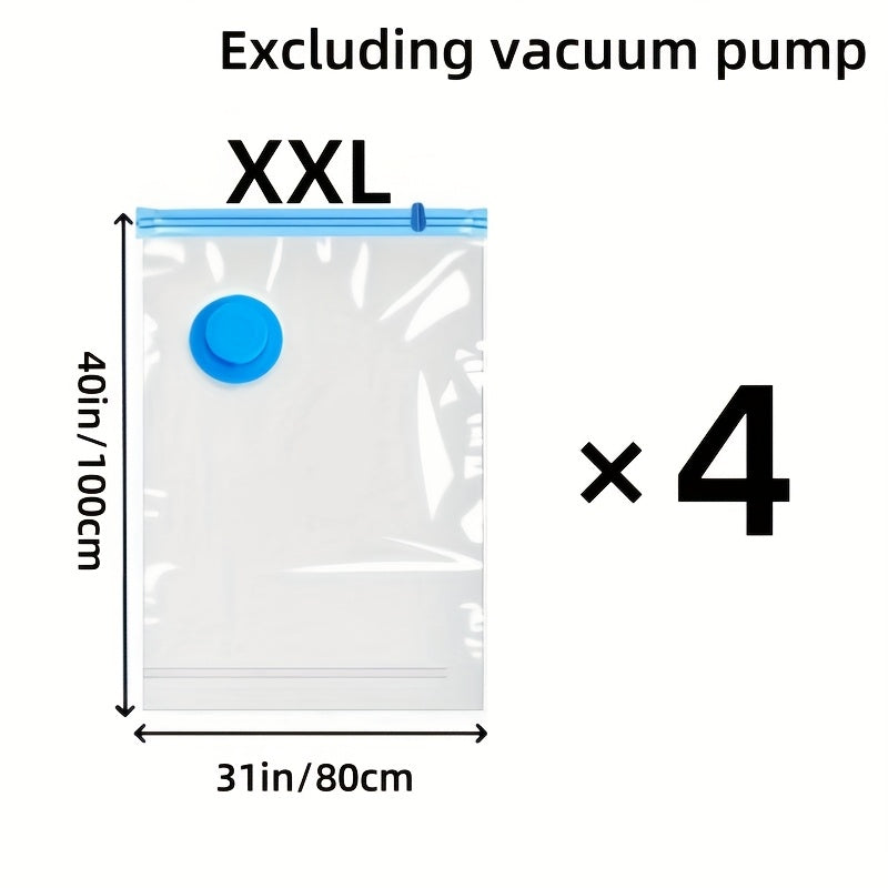 Durable extra large vacuum storage bags protecting blankets from moisture.