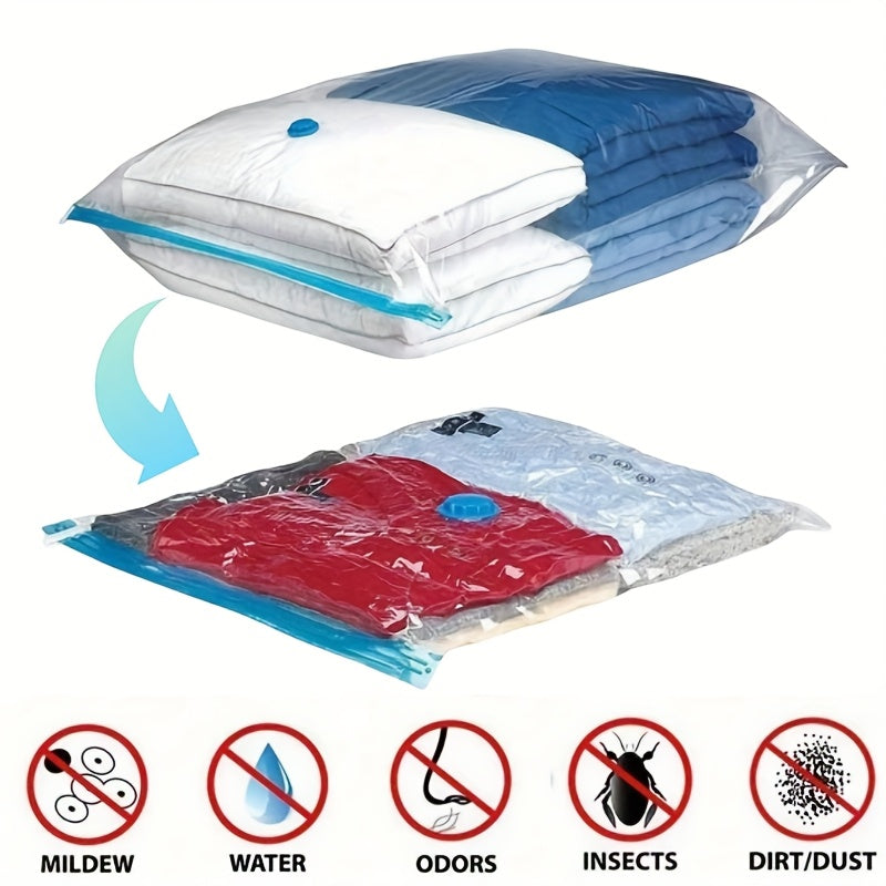 Extra large vacuum storage bag demonstrating its airtight seal for space saving.
