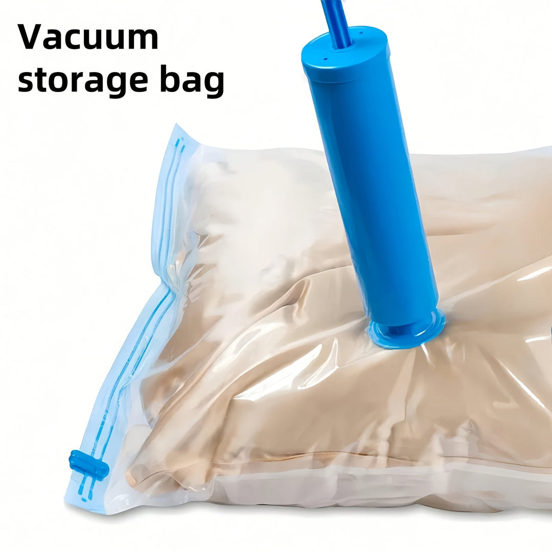 Efficient bedding storage with extra large vacuum storage bags.