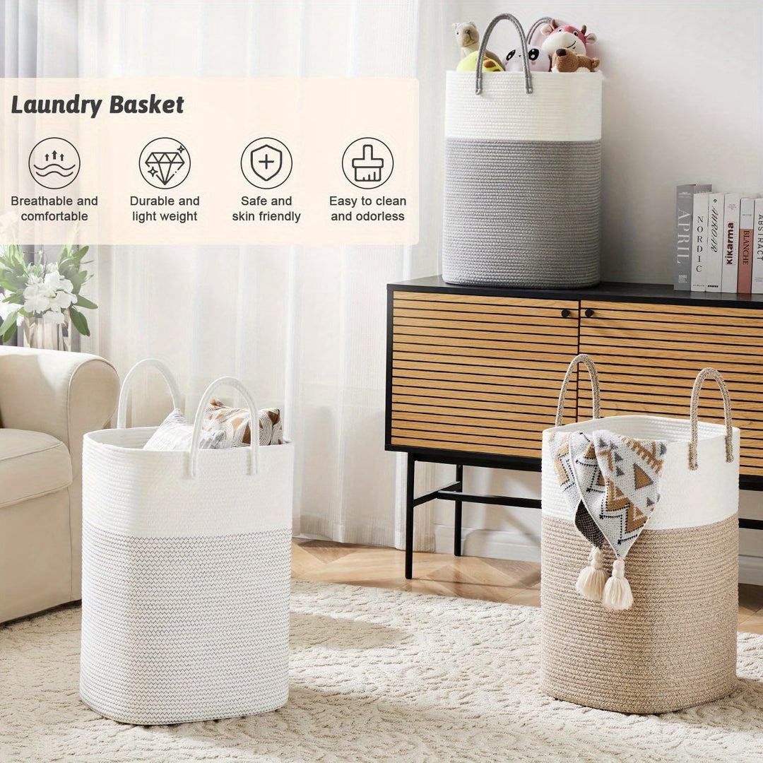 Stylish brown woven basket for laundry or toy storage