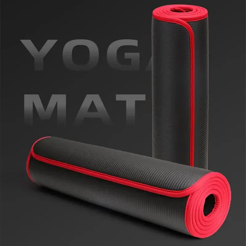 Close-up of the textured surface of a thick anti-slip yoga mat