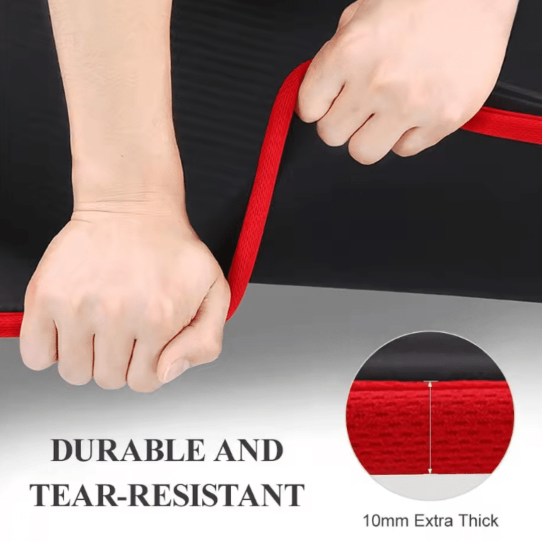 Green thick yoga mat with ribbed pattern providing excellent stability