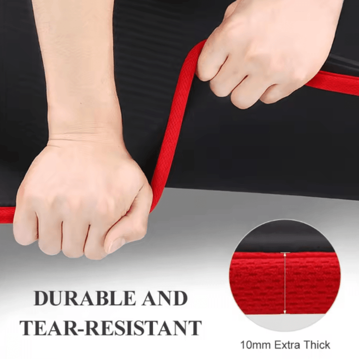 Green thick yoga mat with ribbed pattern providing excellent stability