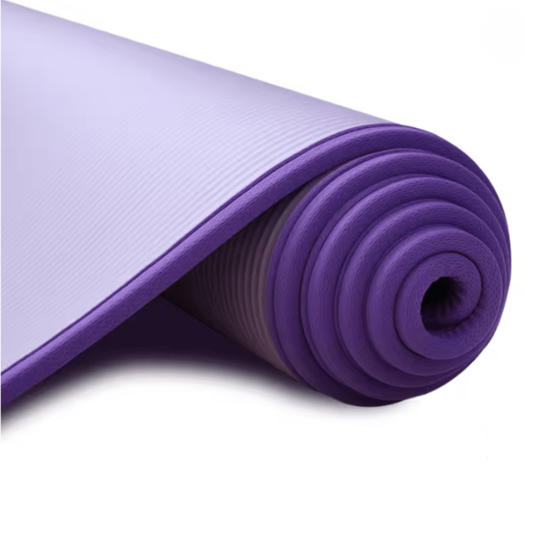 Black extra thick pilates mat designed for floor exercises and stretching
