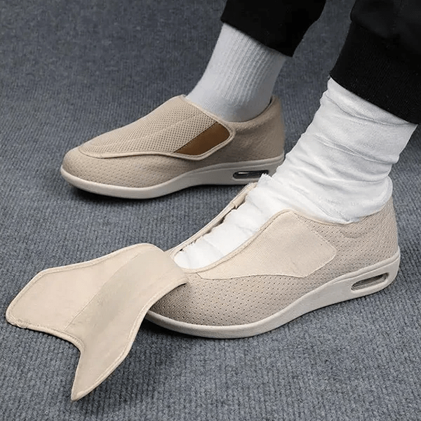 Memory foam insoles in wide diabetic shoes offer superior cushioning and shock absorption.