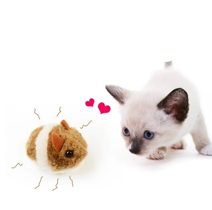 Feline Electric Hamster: interactive brown plush cat toy for automatic play and exercise.