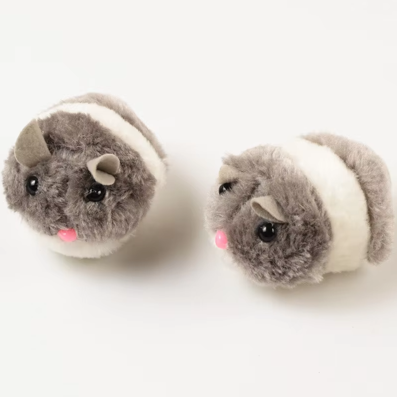 Durable brown plush electric hamster, an automatic cat toy for endless pet play.
