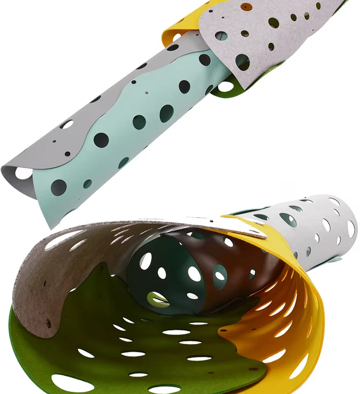 Feline enrichment tunnel, a cat toy with holes, encourages active play, exercise, and exploration.