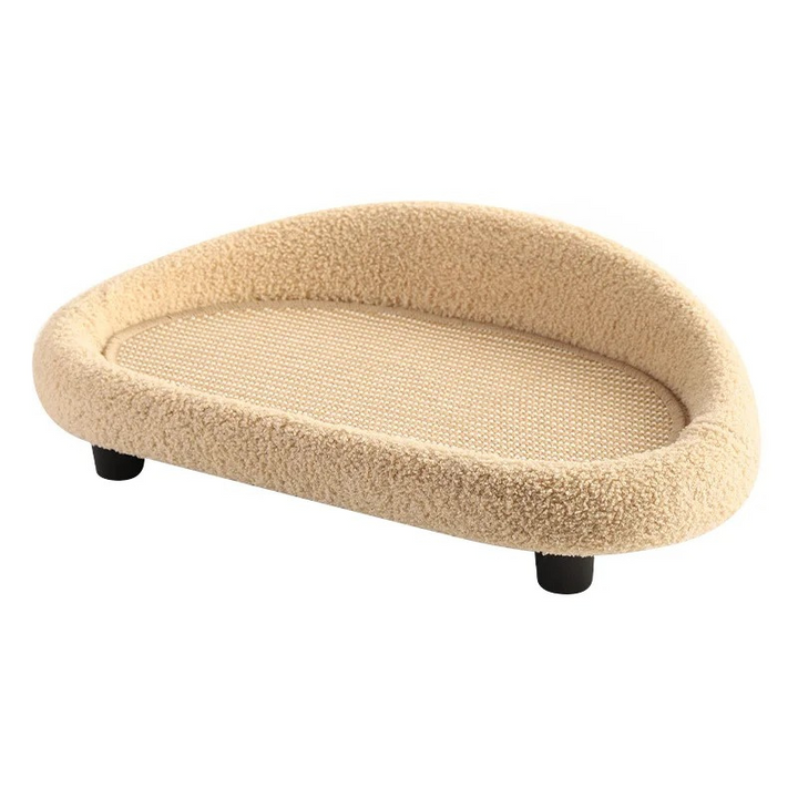 Durable cat toy and indoor cat bed: FelineArc curved lounger for scratching and napping.