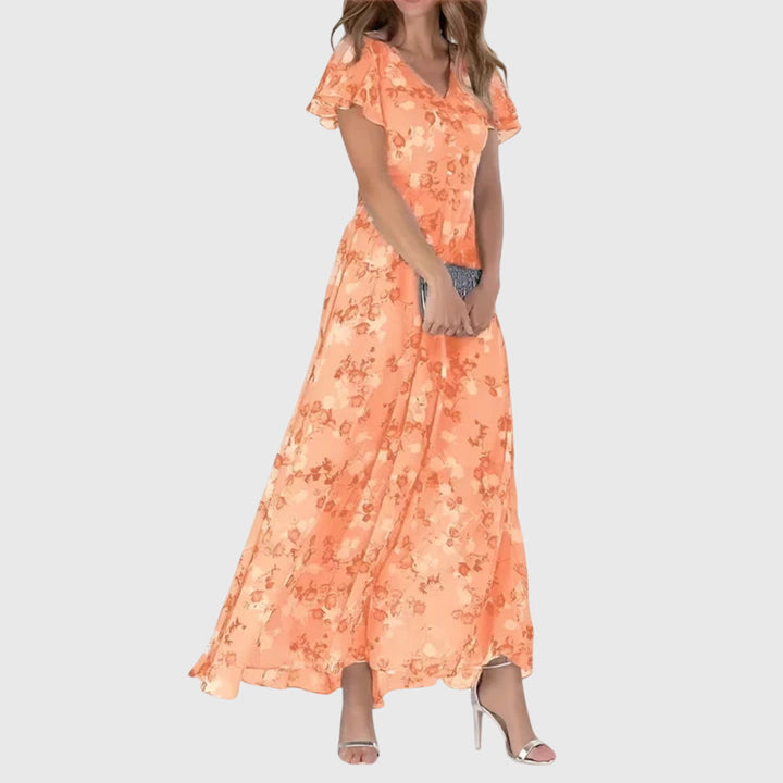 Figure flattering elegant women's dress. Chic, versatile design for parties or casual wear. Available in vibrant colors.