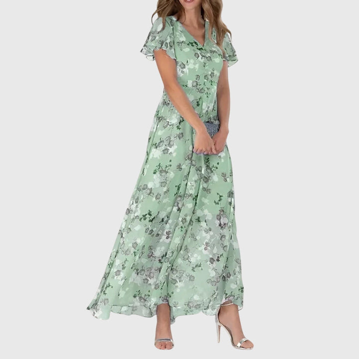 Stylish blue figure flattering dress, versatile for women. Elegant for parties, comfortable for casual summer fashion.